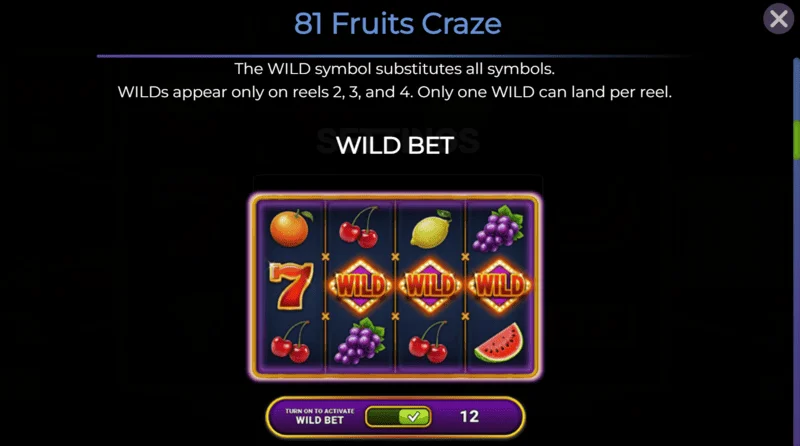 81 Fruits Craze - raised-stake mode with active Wilds