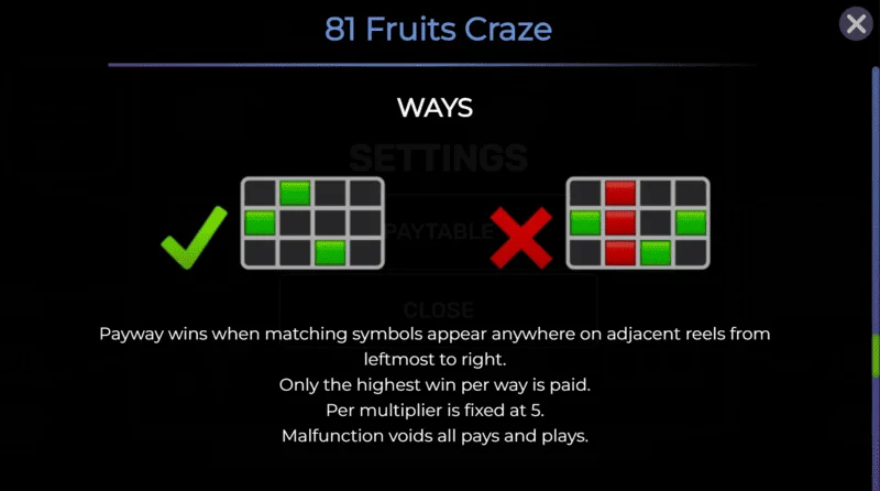 81 Fruits Craze - a win across several ways